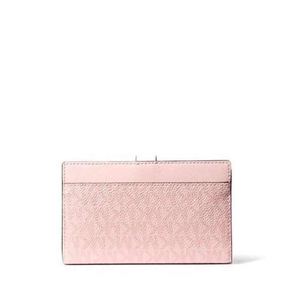 New Michael Kors Greenwich Medium Signature Logo Wallet Powder Blush Multi - Picture 3 of 4